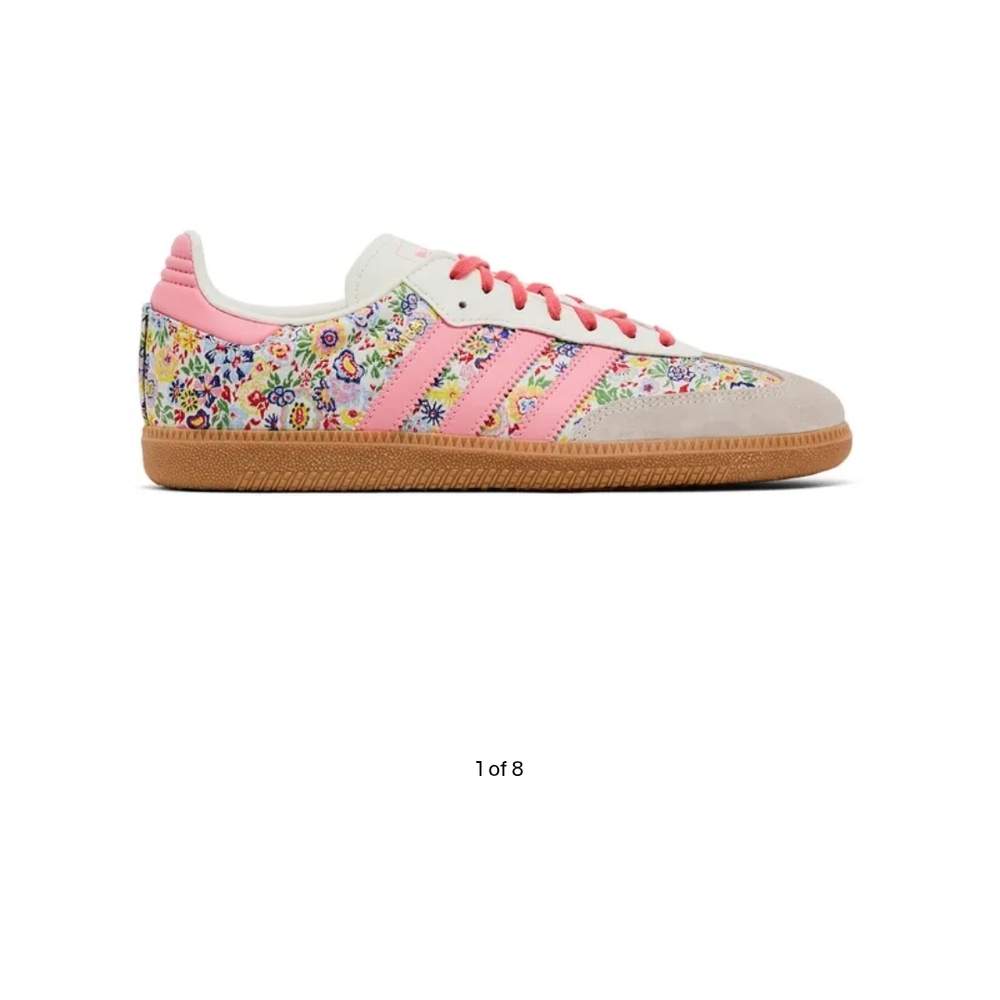 Adidas Pink and White Floral Print Sneakers